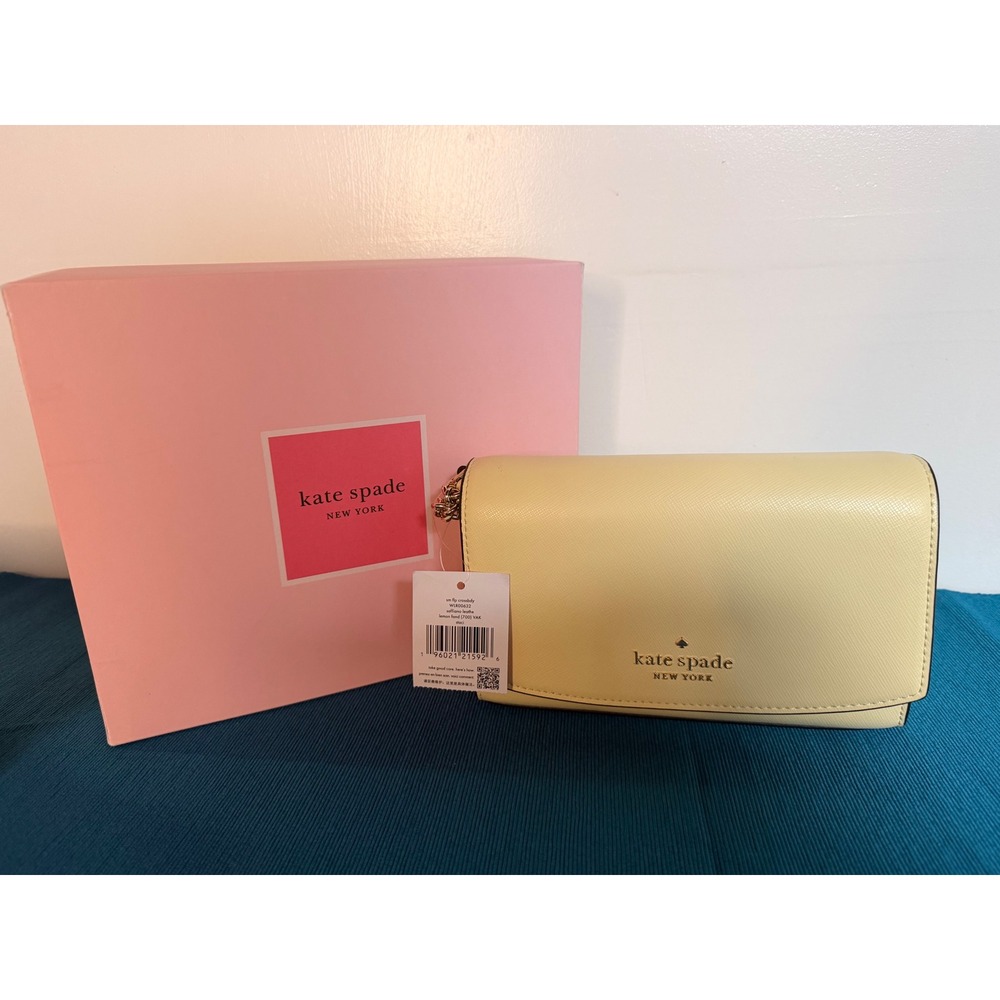 Kate Spade Staci Crossbody Lemon Fondant Saffiano Leather Bag NIB